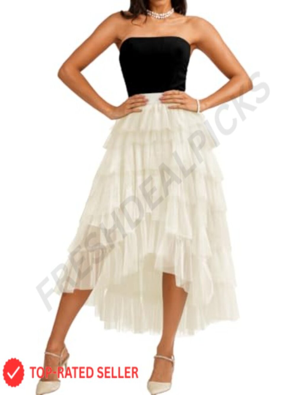 Rainbow Layered Ruffle Tutu Fairy Skirt, Asymmetrical Tulle Midi Skirt